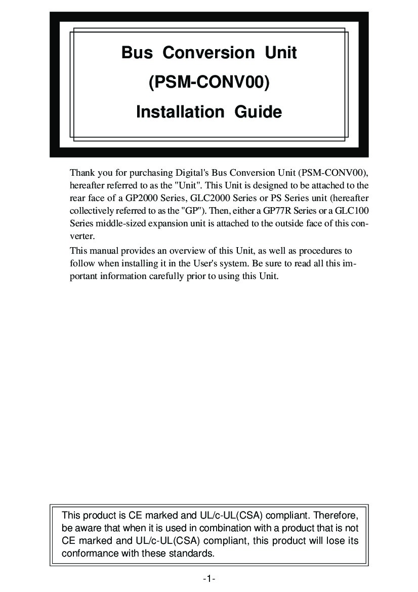 First Page Image of PSM-CONV00 Bus Conversion Unit Installation Guide.pdf